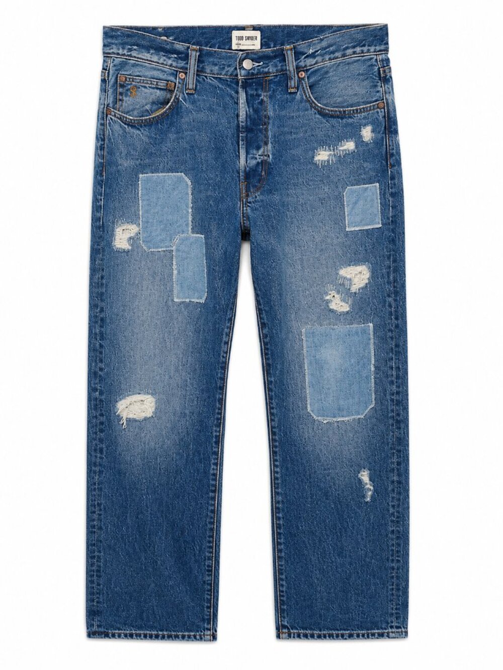 Todd Snyder Selvedge Denim Relaxed Fit Distressed Patchwork Jeans 28x32